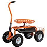 A.M. Leonard Garden Scoot with Swivel Seat, Flat-Free Tires and Bucket Basket