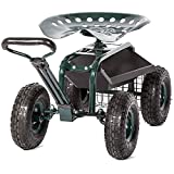 Peach Tree Garden Cart Rolling Work Seat with Tool Tray Heavy Duty Scooter Gardening Planting