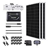 Renogy 300 Watts 12 Volts Monocrystalline Solar RV Kit with 30A PWM LCD Charge Controller/Solar Panel Connectors/Tray Cable/Corner Bracket Mount/Cable Entry housing for RV, Boat