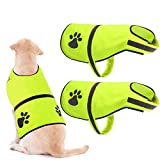 2 Pieces Pet Safety Vest Reflective Dog Vest Waterproof Dog Safety Vest High Visibility Dog Jacket Hunting Vest for Walking Running Hiking to Keep Dog Visible Safe from Car, Hunting Accidents (Yellow)