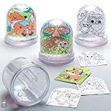 Baker Ross AR618 Woodland Animal Snow Globes - Pack of 4, Creative Art and Craft Supplies for Kids to Make, Personalise and Decorate