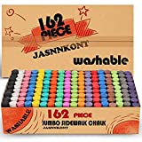 162 Pack 18 Colors Washable Sidewalk Chalk Set, Non-Toxic Jumbo Chalk for Outdoor Art Play, Paint on Playground, School Classroom Chalkboard, Office Blackboard, Outside Toys Gift For Kid and Adult