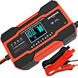 10-Amp Car Battery Charger, 12V and 24V Smart Fully Automatic Battery Charger Maintainer Trickle Charger w/ Temperature Compensation for Car Truck Motorcycle Lawn Mower Boat Marine Lead Acid Batteries