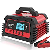 ATian Smart Battery Charger 12V/20A 24V/10A Automatic Battery Maintainer Auto-Volt Detection ,with LDC Display Tester for Car Motorcycle Lawn Mower AGM GEM Lead Acid Batteries (Red)