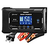 lifepo4 charger 15-Amp Fully-Automatic Smart Charger,12V and 24V Battery Charger,12V/15A 24V/10A Lead-Acid(AGM/Gel/SLA)/LlFEPO4 Trickle Charger,Pulse Repair Charger Pack for Car,LCD,Battery Desulfator