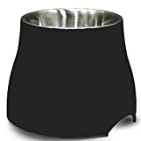 Dogit Elevated Dog Bowl, Stainless Steel Dog Food and Water Bowl for Small Dogs, Black, 73744