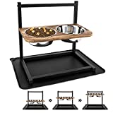 Emfogo Dog Cat Bowls Raised Dog Bowl Stand Feeder Adjustable Elevated 3 Heights5in 9in 13in with Stainless Steel Food and Water Bowls for Small to Large Dogs and Cats 16.5x16 inch