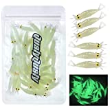 QualyQualy Fishing Soft Lures Artificial Bait Luminous Glow Shrimp Grub Worms Lure Saltwater Freshwater Fishing Lures for Bass Walleye Trout Crappie 54pcs