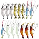 Hilitchi 15 Pcs Soft Shrimp Lures Fishing Bait Luminous Artificial Lures for Freshwater Trout Bass Salmon and More