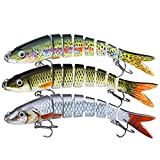 Hocety Fishing Lures for Bass Multi Jointed Swimbaits Slow Sinking Fishing Bait 5.31inch Artificial Lifelike Topwater Hard Fishing Kit for Outdoor Fishing (3pcs)