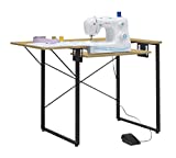 Sew Ready Dart Wood/Metal Multipurpose Machine Table Workstation Desk with Folding Top for Crafts, Sewing, Computers, Laptops, Games, Black Graphite/Ashwood