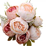 Luyue Vintage Artificial Peony Silk Flowers Bouquet Home Wedding Decoration,Light Pink