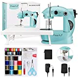 Magicfly Mini Sewing Machine with Extension Table, Dual Speed Portable Sewing Machine for Beginner with Light, Sewing Kit for Kids, Household, Blue
