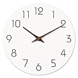 Wall Clock - Silent Non-Ticking 10 Inch Wall Clocks Battery Operated - Modern Style Wooden Clock Decorative for Kitchen,Home,Bedrooms,Office(10' White)