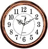 Adalene 13-Inch Decorative Wall Clock Silent Non-Ticking - Vintage Retro Kitchen Wall Clock, Bathroom - Large Wall Clocks for Living Room Décor - Rustic Wall Clocks Battery Operated Silent Wall Clock
