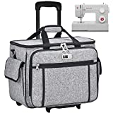 Rolling Sewing Machine Case, CAB55 Detachable Rolling Sewing Machine Carrying Case on Wheels, Trolley Tote Bag with Removable Bottom Wooden Board for Most Standard Sewing Machine and Accessories