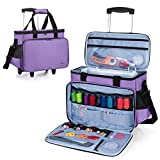 Luxja Sewing Machine Case with Detachable Dolly and Removable Bottom Pad, Rolling Sewing Machine Tote Fits for Most Standard Sewing Machines, Purple