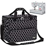 NICOGENA Sewing Machine Carrying Case, Universal Travel Tote Bag with Shoulder Strap for Singer, Brother, Janome and Accessories, Lantern Black