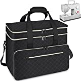 Mancro Sewing Machine Case, Double-layered Sewing Machine Bag, Universal Sewing Machine Carrying Case / Tote for Storage & Organize, Compatible with Most Standard SINGER, Brother, Janome (Black)