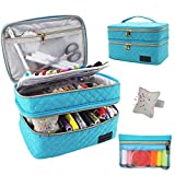 Sewing Storage Organizer, Double-Layer Sewing Basket Accessories Organizer Large Sewing Supplies Organizer, DIY Storage Bag for Sewing Tools Kit, Thread, Needles, Pins, Buttons (Bag Only)