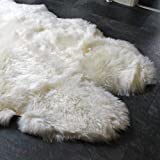 Outlavish Sheepskin Rug Genuine Soft Natural Merino (4' x 6', White/Ivory)