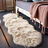 EasyJoy Ultra Soft Fluffy Rugs Faux Fur Rug Chair Cover Seat Pad Fuzzy Area Rug for Bedroom Floor Sofa Living Room (2 x 6 ft Sheepskin, Beige)