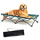 YEP HHO Large Elevated Folding Pet Bed Cot Travel Portable Breathable Cooling Textilene Mesh Sleeping Dog Bed 47 Inches Long (Green)