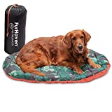 Furhaven Pet Bed for Dogs and Cats - Trail Pup Travel Dog Bed Outdoor Camping Pillow Mat with Stuff Sack, Washable, Paprika and Camo-Paw, Large