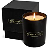Premium Bergamot & Jasmine Candle | Highly Scented Candles for Home | 8 oz 45 Hour Burn, All Natural Soy Candles | Aromatherapy Bergamot Candles with Matte Black Glass Gift Box