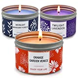 Candles for Home Scented, 100H Long Lasting Aromatherapy Soy Candles Set, Highly Scented & Jar Candles Stress Relief Gifts for Women - 3 Pack 4.6 Oz, Lavender | Orange Blossom | Mahogany Scent Candle