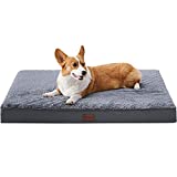 MIHIKK Orthopedic Dog Bed for Medium, Large Dogs, Egg-Crate Foam Dog Bed with Removable Waterproof Cover, Pet Bed Machine Washable (35 x 22 x 3 inch, Dark Gray)