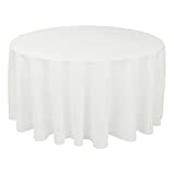 Sparkles Make It Special Leading Linens 10-pcs 120' Inch Round Polyester Cloth Fabric Linen Tablecloth - Wedding Reception Restaurant Banquet Party - Machine Washable - White