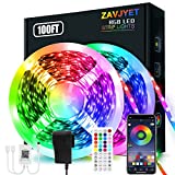 LED Strip Lights, 100ft (2 Rolls of 50ft) Rope Light Strips with 44-Key Remote, RGB 5050 Color Changing Music Sync Led Strip, Phone App Control Led Lights for Bedroom, Living Room Home Decoration