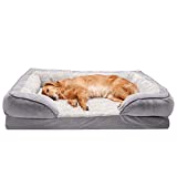 Furhaven Pet Bed for Dogs and Cats - Plush and Velvet Waves Perfect Comfort Sofa-Style Cooling Gel Foam Dog Bed, Removable Machine Washable Cover - Granite Gray, Jumbo (X-Large)
