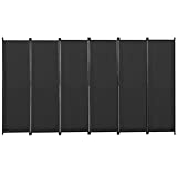 6-Panel Outdoor/Indoor Room Divider,Privacy Furniture Indoor Bedroom (Black)