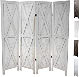 Premium Home Room Divider: Room dividers and Folding Privacy Screens, Privacy Screen, Partition Wall dividers for Rooms, Room Separator, Temporary Wall, Folding Screen, Rustic Barnwood (White X)