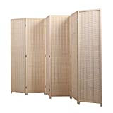 JAXSUNNY 6 Panel Bamboo Room Dividers, Folding Room Divider Privacy Screens, Room Separating Wall Dividers, Natural Room Partition, Freestanding, 5.9 Ft. Tall