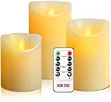 OSHINE flameless Candles, flameless Candlestick, flameless Battery Candles, Battery Remote Control Candles, LED Candles 3 Piece Set 4'5'6'H (3.15'D) Flash Flame with Remote Control and timed True Wax