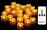 Topstone Remote Control Tealights with Timer,Battery Operated Flameless Candle with Flickering Amber Bulb,Electric Tea Light in Wave Open, Best for Holiday Decoration,Wedding,Pack of 12