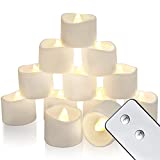 Homemory Remote Control Tea Lights Flickering, Long Lasting Battery Operated LED Candles with Remote, No Timer, for Home Decor and Seasonal Celebration, Pack of 12, Warm White Light
