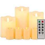 Flickering Flameless Candles Battery Operated Candles Waterproof Outdoor Candles Votives LED Candles Pack of 7 (D:3.25' x H:4' 5' 6') With Remote Cycling 24 Hours Timer Plastic Candles Battery Candles