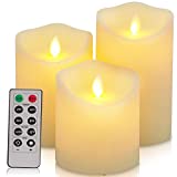 Flickering Flameless Candles Waterproof Outdoor Candles Battery Operated Candles with Remote Cycling 24 Hours Timer（D: 3.25'x H: 4'5'6'）LED Candles Plastic Pack of 3 Large Pillar Candles