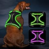 Light Up Dog Harness No Pull LED Dog Harness with Handle Vizbrite Rechargeable Lighted Dog Vest Harness for Small/Medium/Large/X-Large Size Dogs No Pull, 4 Point Adjustable Easy Walk Dog Harness.