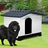 Dkeli Dog House,Large Dog House for Small Medium Large Dogs,Water Resistant Ventilate Plastic Durable Indoor Outdoor Pet Shelter Kennel with Air Vents and Elevated Floor,Easy to Assemble