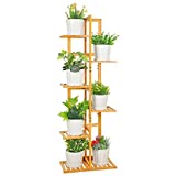 ROSSNY Plant Stand, Bamboo Plant Stands for Indoor Plants 6 Tier 7 Potted Tall Plant Shelf Outdoor Plant Stands for Multiple Plants Corner Plant Stand Planter Stand Plant Rack Plant Table Indoor