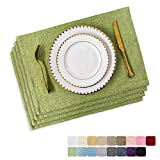 Home Brilliant Green Placemat Set of 4 Washable Place Mats St Patricks Day Decorations Placemats Heat Resistant Sage Placemat for Dining Table Kitchen Table Mats, Grass Green