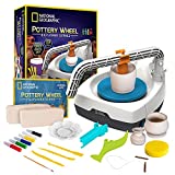 NATIONAL GEOGRAPHIC Kid’s Pottery Wheel – Complete Pottery Kit for Beginners, Electric Motor, 2 lbs. Air Dry Clay, Sculpting Clay Tools, Patented Integrated Arm, Apron & More, Great Craft Kit for Kids