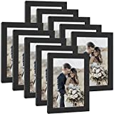 HappyHapi 4x6 Inch Picture Frames，Set of 10 Wooden Picture Frames, Tabletop or Wall Display Decoration for Photos, Paintings, Landscapes, Posters, Artwork (Black)