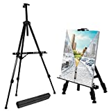 T-Sign 66' Reinforced Artist Easel Stand, Extra Thick Aluminum Metal Tripod Display Easel 21' to 66' Adjustable Height with Portable Bag for Floor/Table-Top Drawing and Displaying