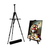 Artist Easel Stand,Extra Thick Aluminum Metal Tripod Display Easel 17 to 56 Inches Adjustable Height with Portable Bag for Floor/Table-Top Drawing and Displaying
